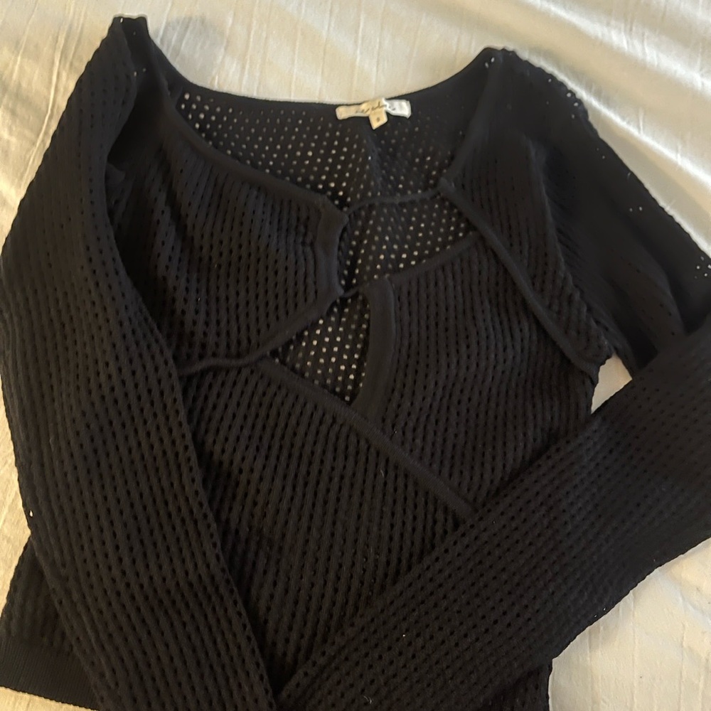 Black Knit Long Sleeve Top